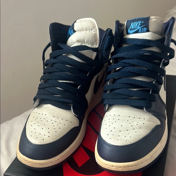 Nike Air Jordan 1 Mid Blue Black White Sneakers - Picture 3 of 4